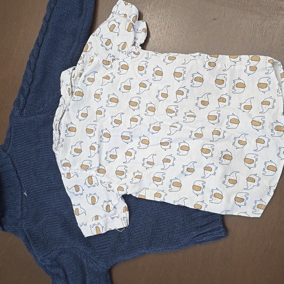 DAPPER DUDE & LITTLE LAD Navy Cardigan White Printed Button Down Shirt 18 months - Picture 5 of 5